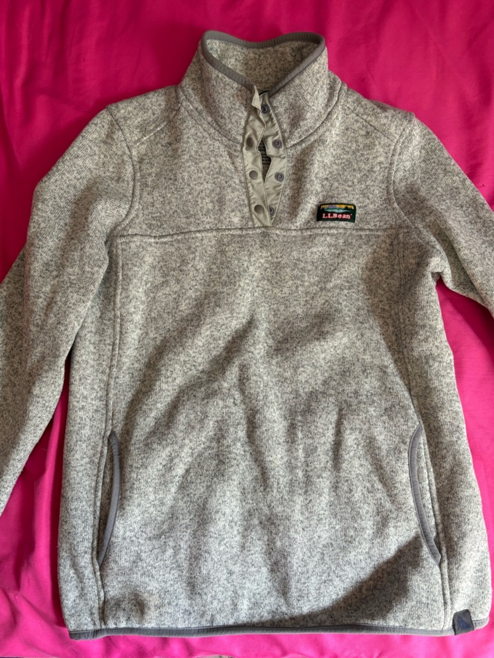 L.L. Bean Heather Gray Snap-Front Fleece Pullover